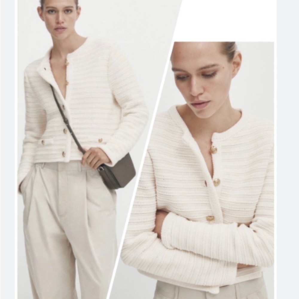 Massimo Dutti NWT cream white button up cardigan size large